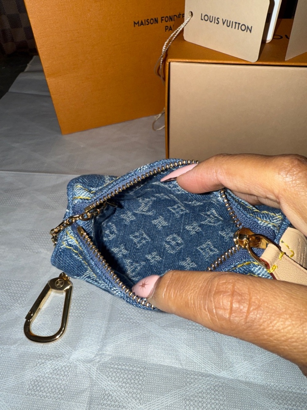 Louis Vuitton Monogram Denim Mini Pouch - Pink / Blue - Picture 3 of 8